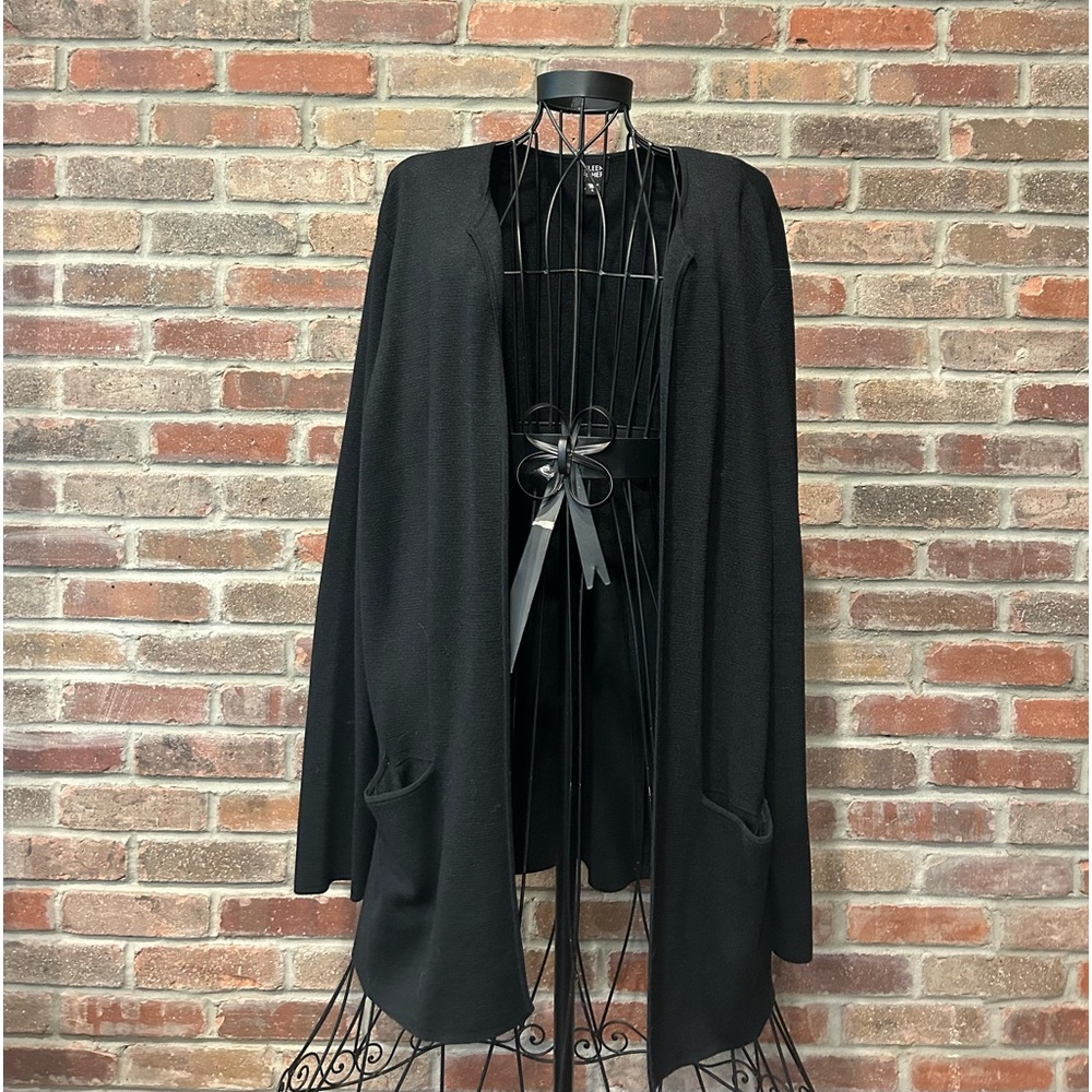 Eileen Fisher Black Long Sleeved 90% Silk Jacket Size Large